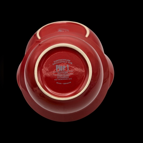 Pier 1 Imports Red Bowl Set Nesting Bowls Earthenware Spain - Picture 8 of 12
